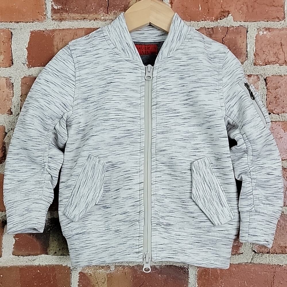 Haus of JR Kids Soft Bomber Jacket with Ruched Sleeves‎ Heathered Gray 1-2T